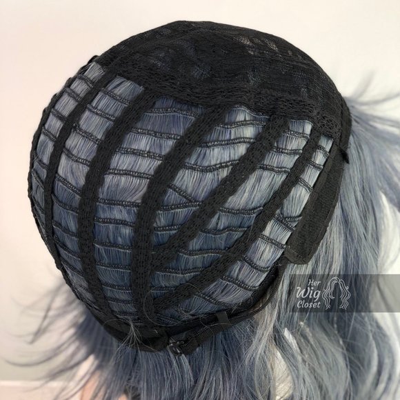 12" Ashy Blue Gray Wavy Wig with Bangs | Stacy - Picture 6 of 10